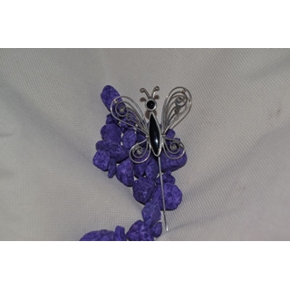 Alfiler mariposa en Plata y Azabache doble ala - Imagen 2