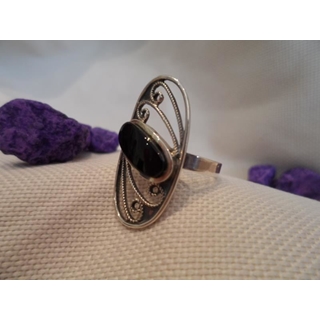 Anillo Plata y Azabache, alargado de cuatro racimos - Imagen 2