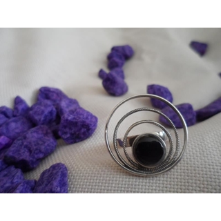 Anillo Plata y Azabache Coleccón Diana, redondo - Imagen 1