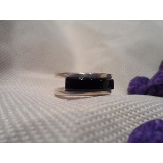 Anillo Plata y Azabache, liso con un azabache - Imagen 1