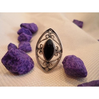 Anillo Plata y Azabache - Imagen 1