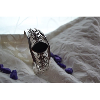 Brazalete en Plata y Azabache colección Melibea, filigrana en racimos con bolas de plata - Imagen 1