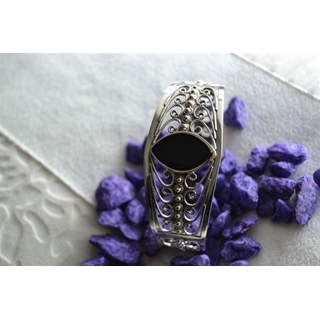 Brazalete en Plata y Azabache colección Melibea, filigrana en racimos con bolas de plata - Imagen 2