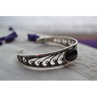 Brazalete estrecho en Plata y Azabache colección Melibea - Imagen 2