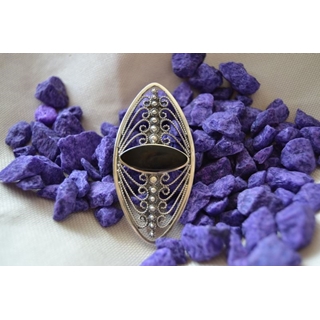 Broche en Plata y Azabache oval con azabache cruzado, Colección Melibea - Imagen 2