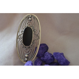 Broche en Plata y Azabache ovalado - Imagen 1