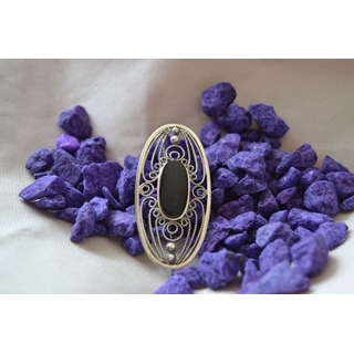 Broche en Plata y Azabache ovalado - Imagen 2