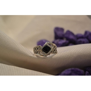 Cinta Plata y Azabache, asimétrico, azabache cuadrado - Imagen 1