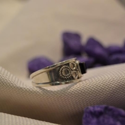 Cinta Plata y Azabache, azabache cuadrado pequeño - Imagen 2