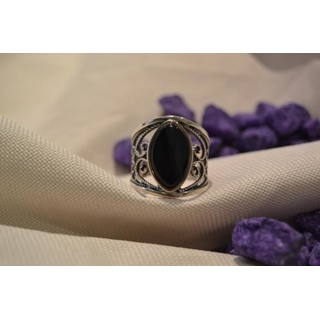 Cinta Plata y Azabache, azabache oval - Imagen 1