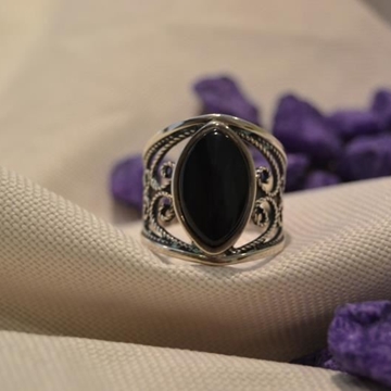 Cinta Plata y Azabache, azabache oval - Imagen 1