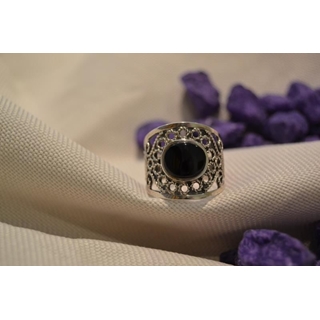 Cinta Plata y Azabache, azabache redondo y filigrana en círculos - Imagen 1