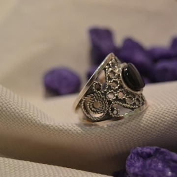 Cinta Plata y Azabache, azabache redondo y filigrana en círculos - Imagen 2