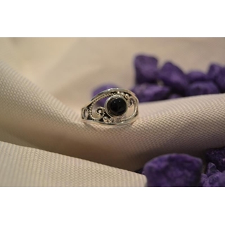 Cinta Plata y Azabache, calada con azabache redondo - Imagen 1