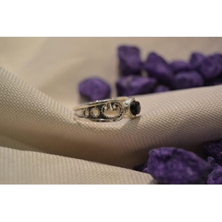 Cinta Plata y Azabache, estrecha, azabache pequeño oval - Imagen 1