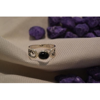 Cinta Plata y Azabache, estrecha, azabache pequeño oval - Imagen 2