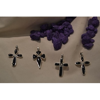 Colgante Plata y Azabache Colección Cruz de Compostel,a en lágrima - Imagen 2