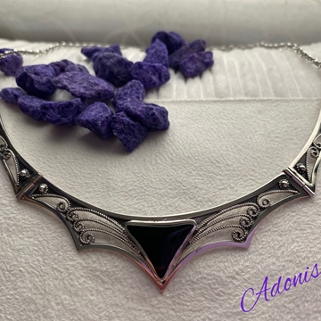 Gargantilla plata y azabache colección Cobi20 - Imagen 1