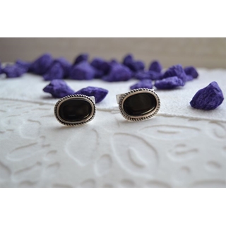 Gemelo en Plata y Azabache, oval con rizado en plata - Imagen 1