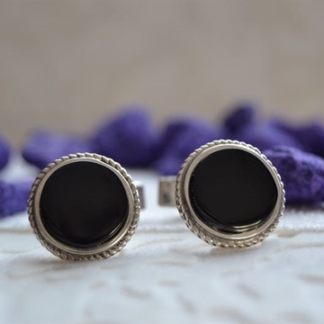 Gemelo en Plata y Azabache, redondo con rizado en Plata - Imagen 1