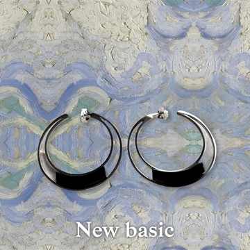 Pendiente aro plata y azabache - Imagen 1