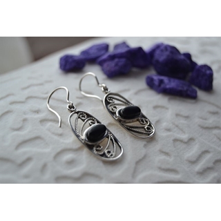 Pendiente en Plata y Azabache, con filigrana - Imagen 2