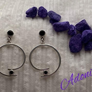 Pendiente plata y azabache  colección Cobi20 - Imagen 1