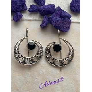 Pendiente plata y azabache - Imagen 1