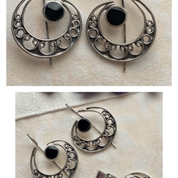 Pendiente plata y azabache - Imagen 2