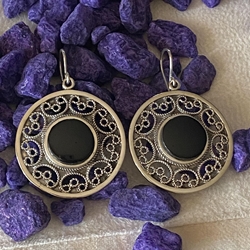 Pendiente plata y azabache - Imagen 1