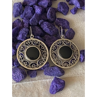 Pendiente plata y azabache - Imagen 1