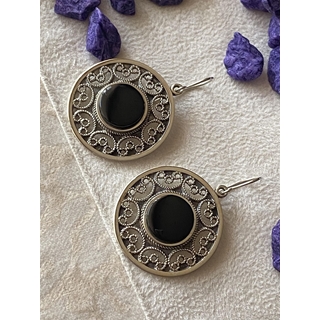 Pendiente plata y azabache - Imagen 2