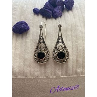 Pendientes en plata y azabache B292 PG - Imagen 1