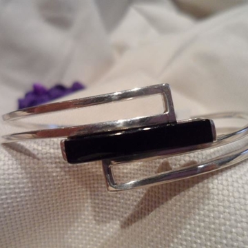 Pulsera  en Plata y Azabache, sin filigrana, colección Diana - Imagen 1